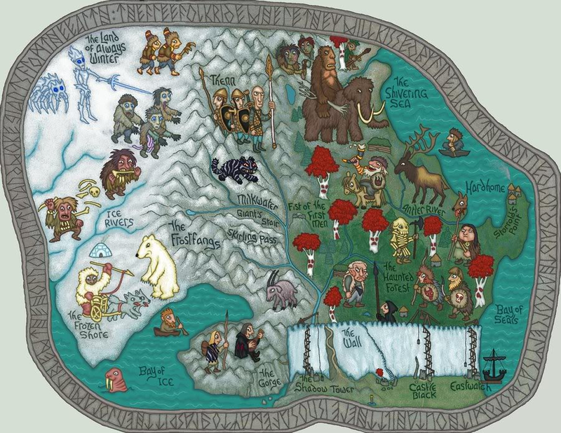 Illustration for article titled Here there be White Walkers in stylized Game of Thrones maps